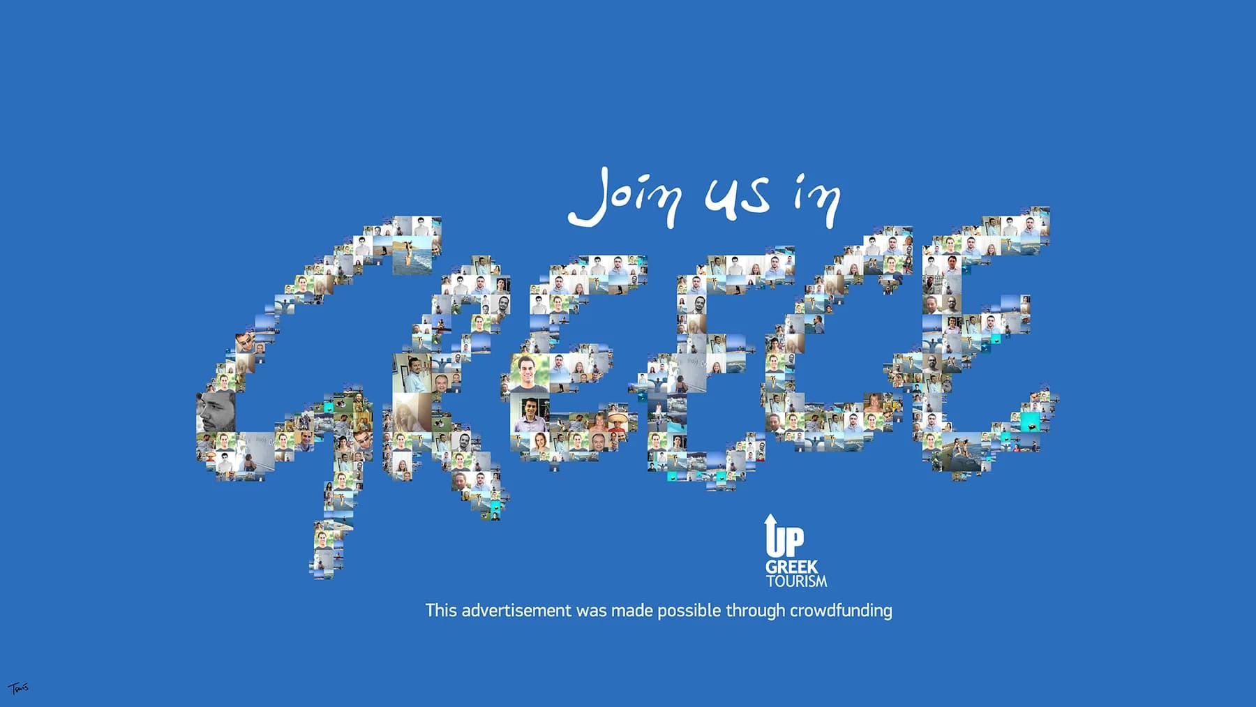 The word Greece formed from hundreds of campaign photographs